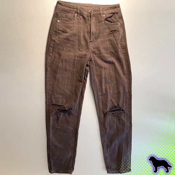 American Eagle Outfitters Black Distressed Jeans Denim Size 2 Mid Rise - Picture 1 of 7